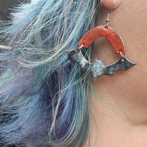 It's BATS - Enameled Copper Halloween Earrings