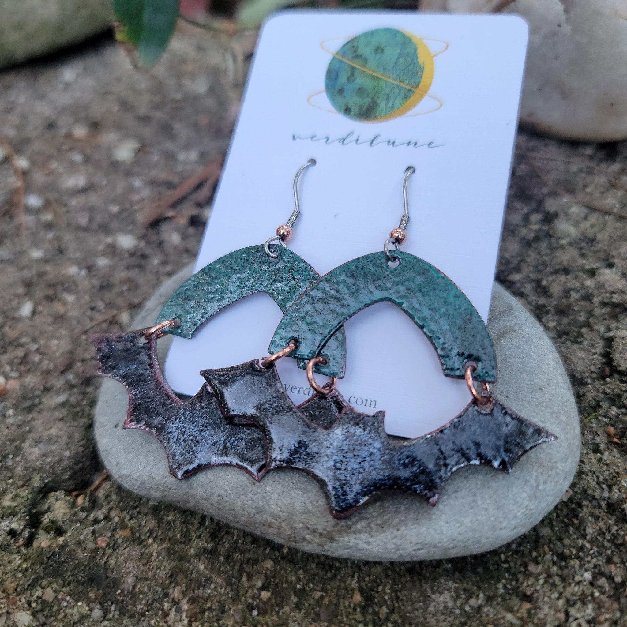 It's BATS - Enameled Copper Halloween Earrings