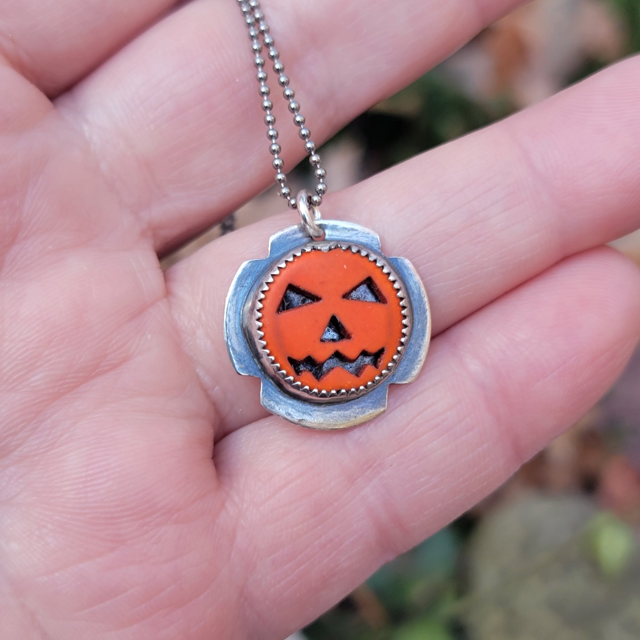 Jack-o-Lantern Pendant in Sterling Silver