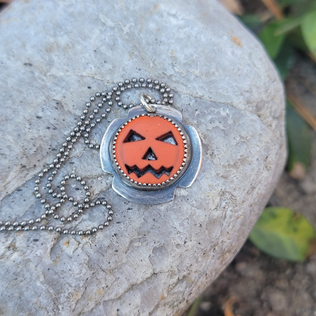 Jack-o-Lantern Pendant in Sterling Silver