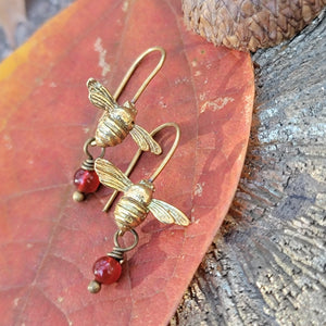 Tiny Honeybee Dangle Earrings