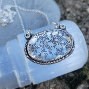 Snowglobe Quartz Crystal Pendant in Sterling Silver