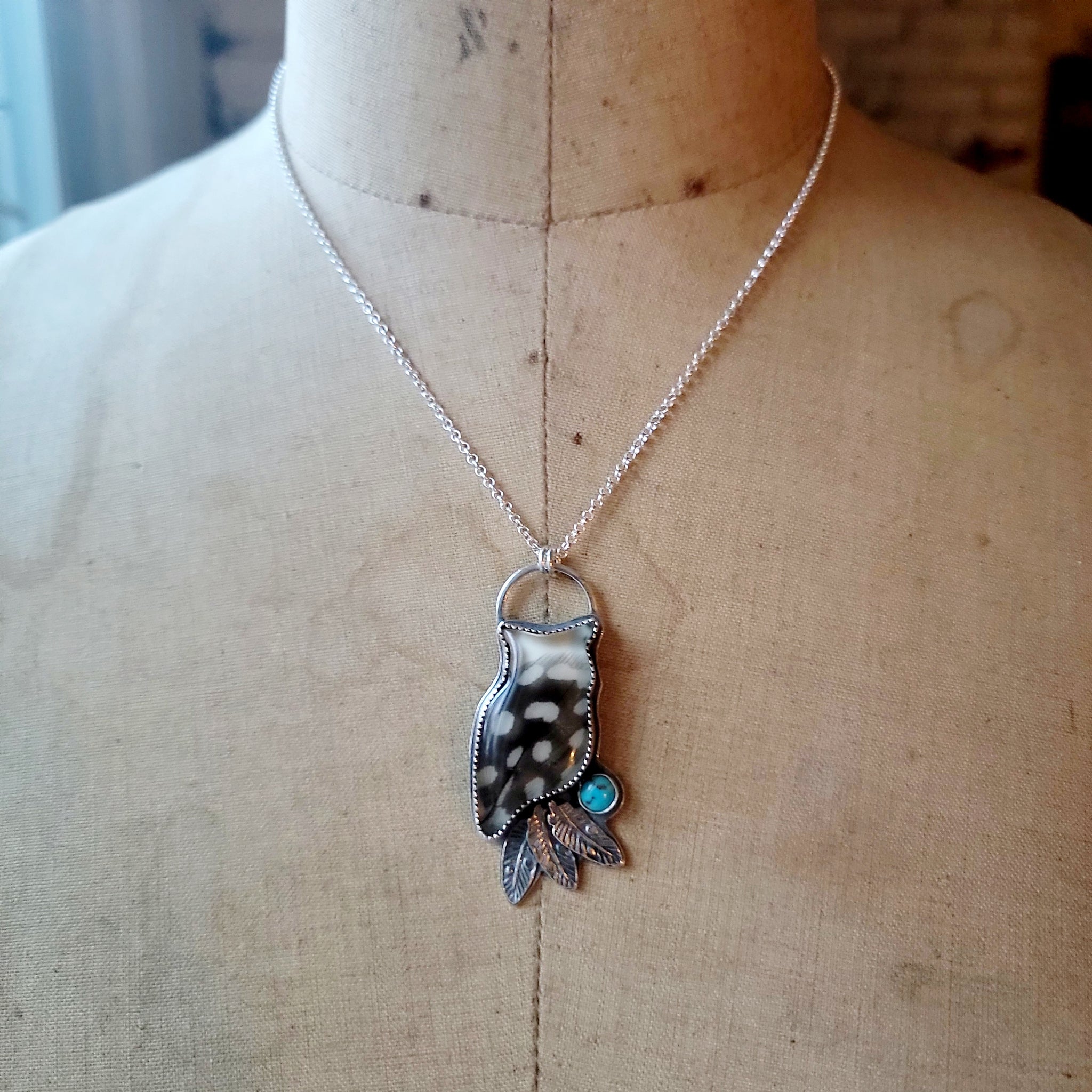 Owl Feathers Pendant in Sterling Silver