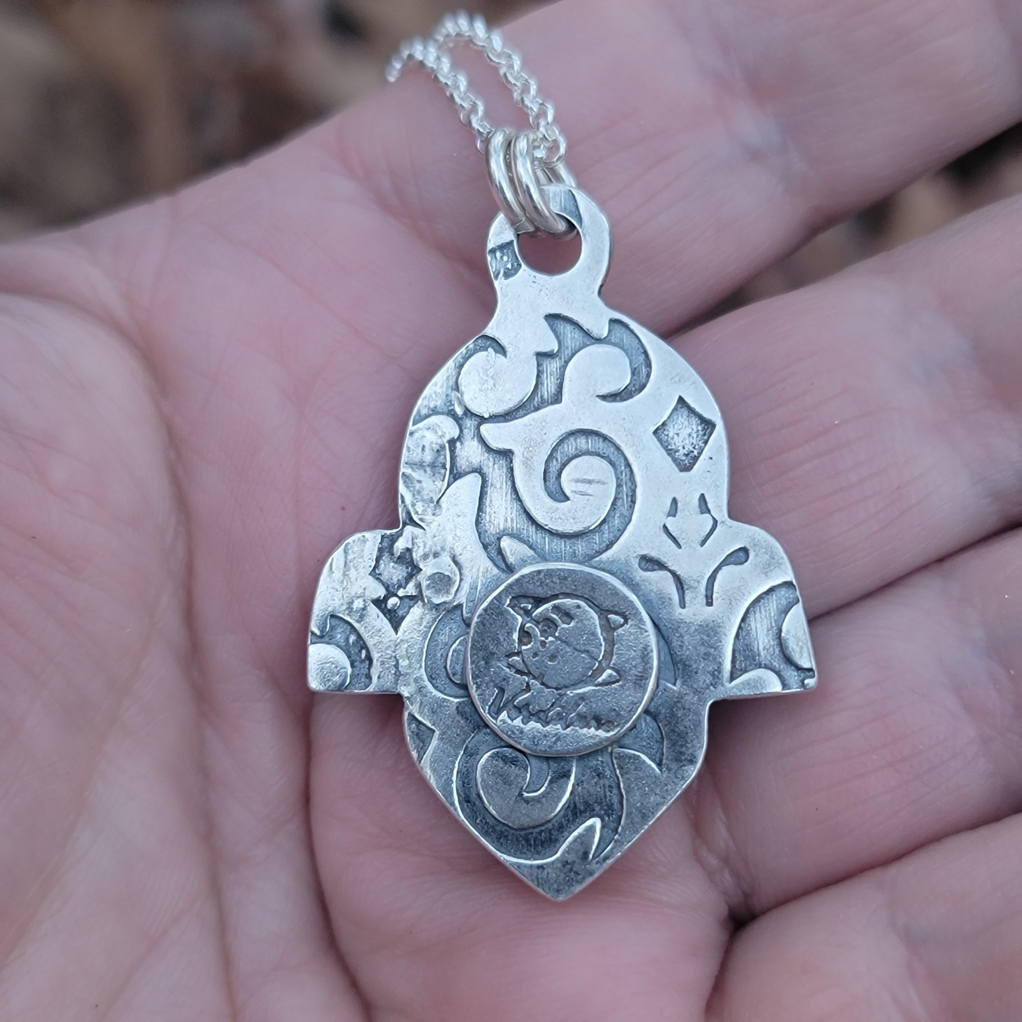 China Moon Pendant in Sterling Silver