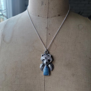 Raccoon Winter Totem Pendant in Sterling Silver