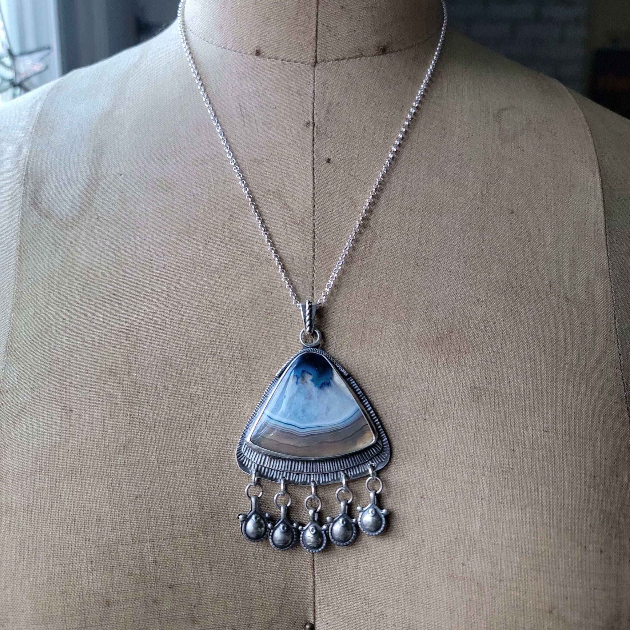 Ice Quartz Chime Pendant in Sterling Silver