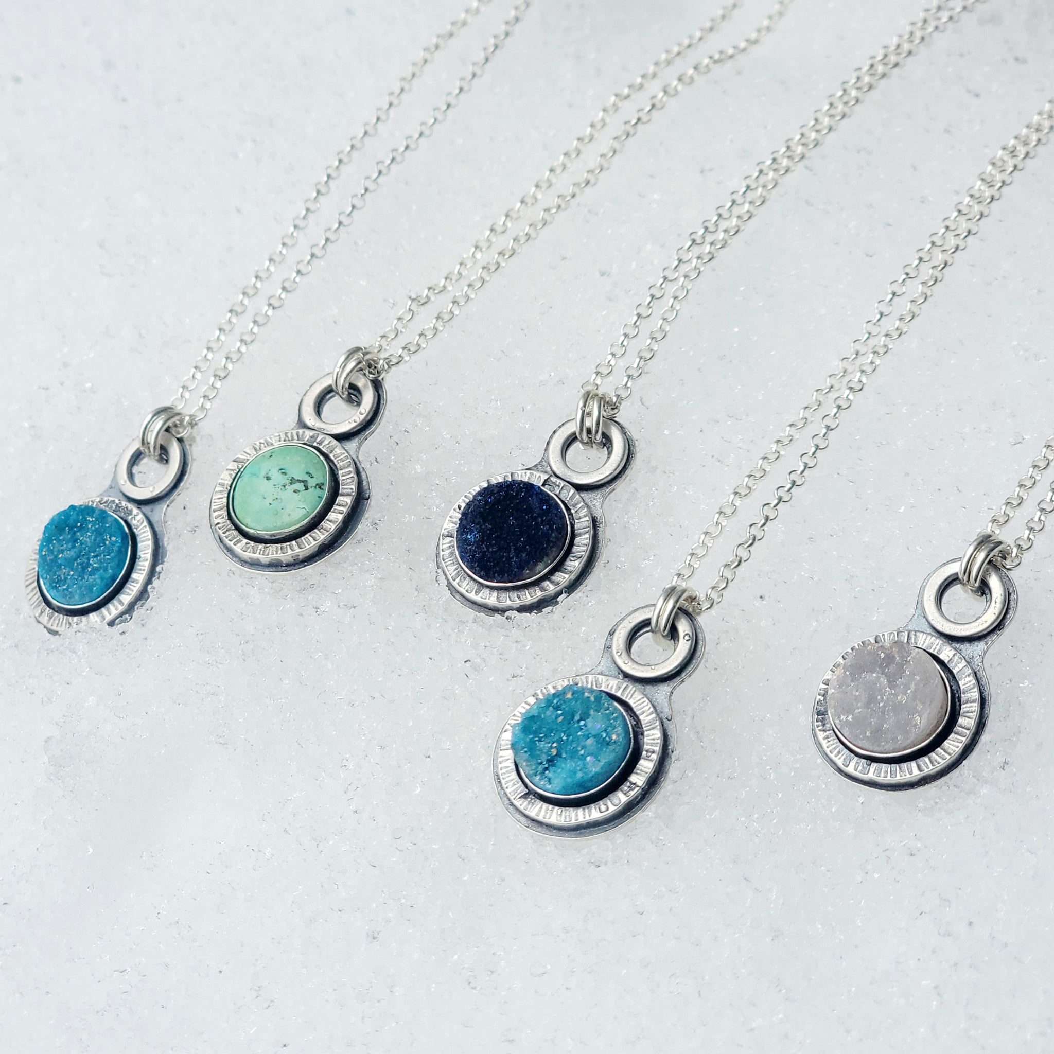 Roundfulness Gemstone Pendant Collection in Sterling Silver