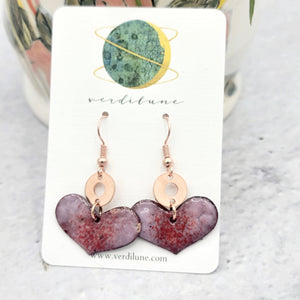 Salvaged Copper Heart Earrings