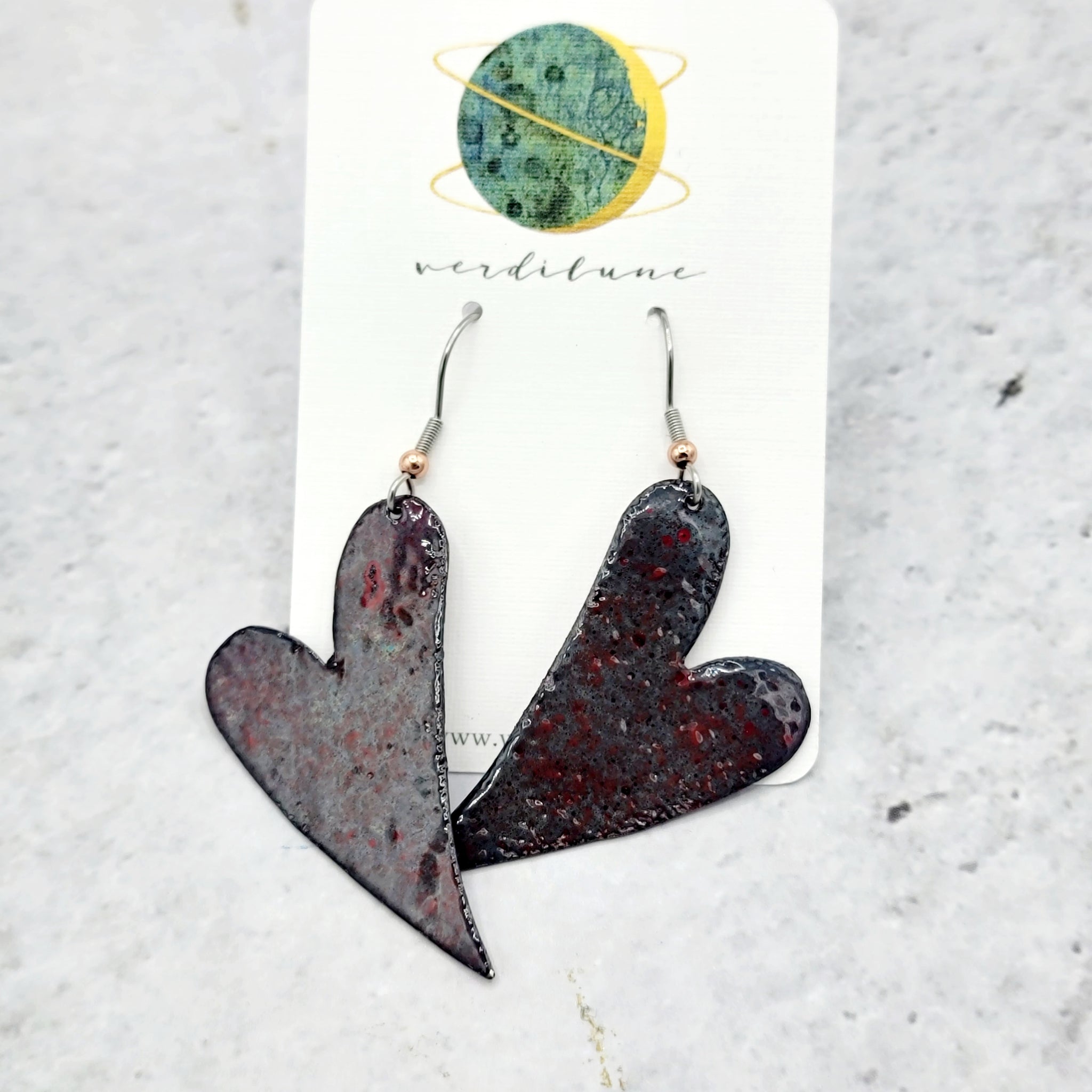 Salvaged Copper Heart Earrings