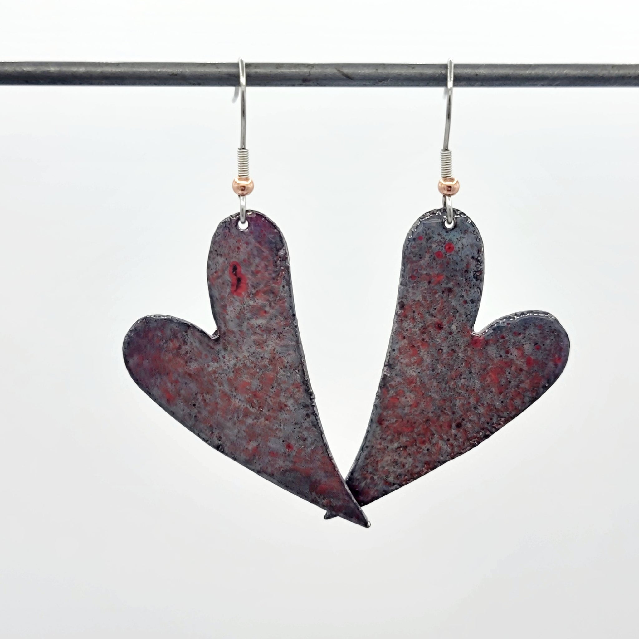 Salvaged Copper Heart Earrings