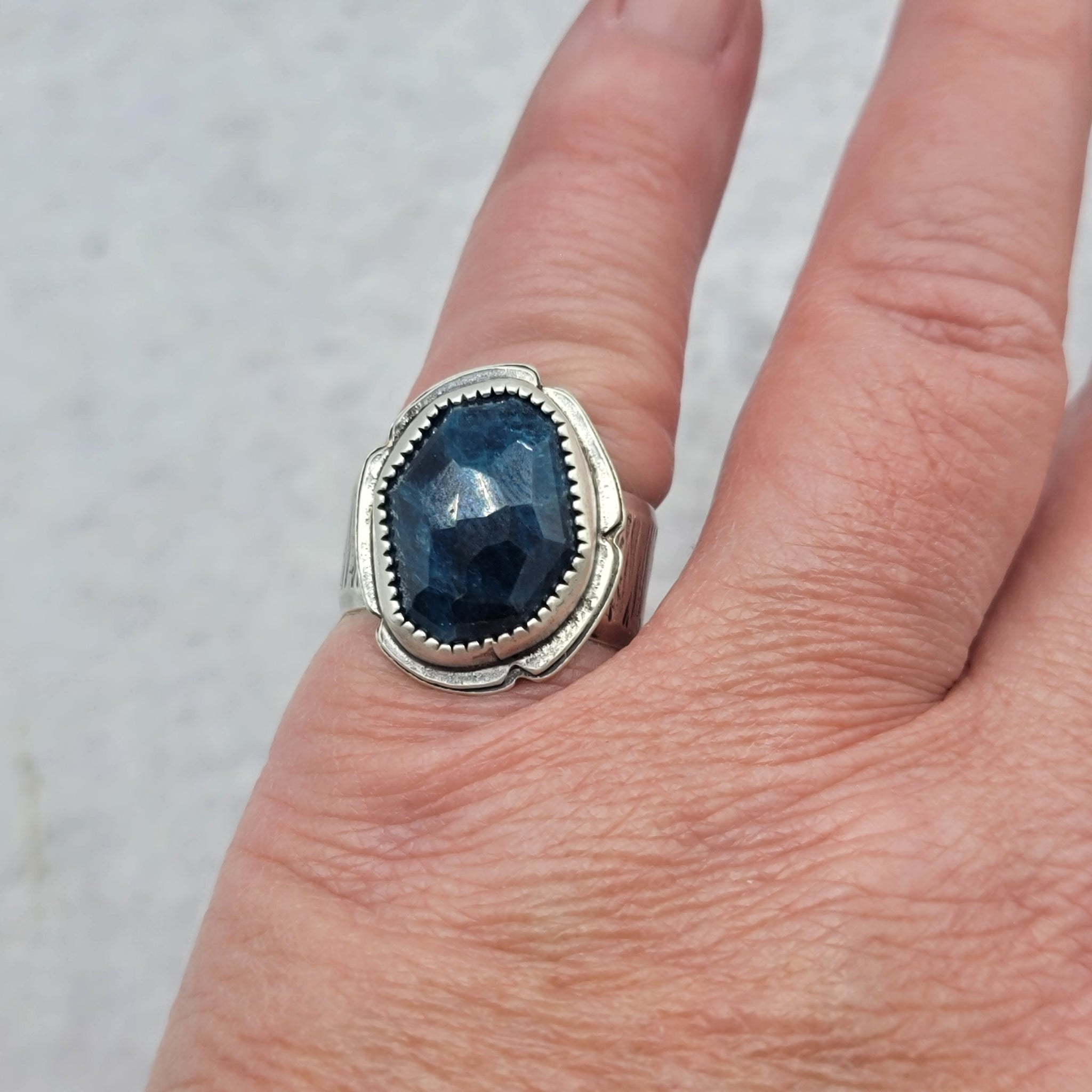 Midnight Blue Apatite Ring in Sterling Silver Size 8.75