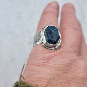 Midnight Blue Apatite Ring in Sterling Silver Size 8.75