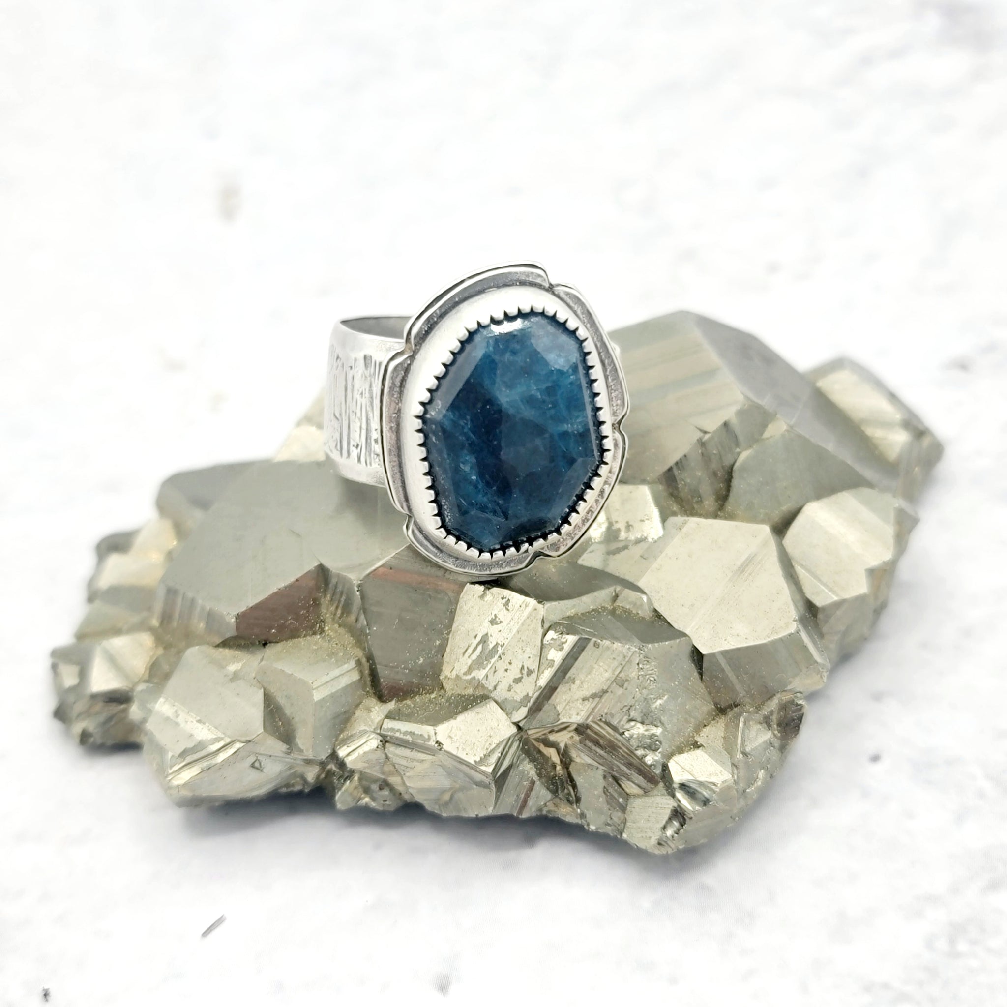 Midnight Blue Apatite Ring in Sterling Silver Size 8.75