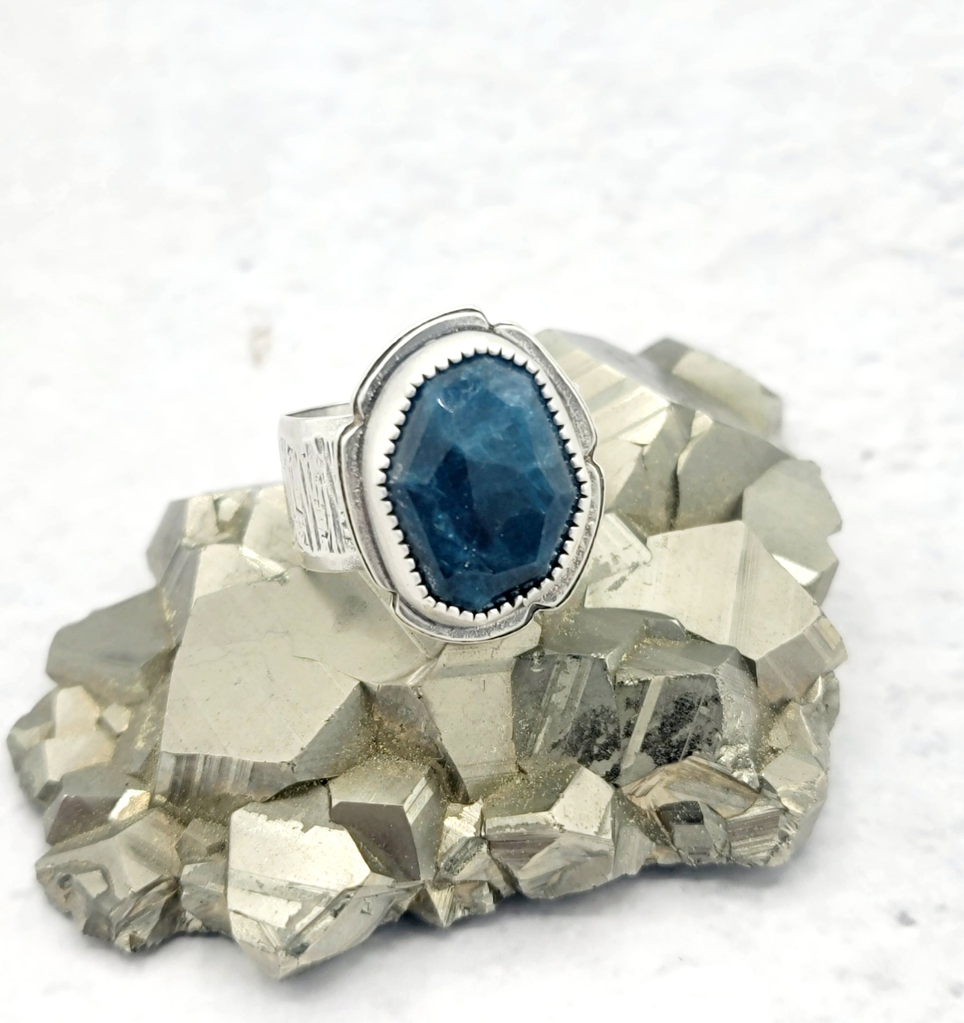 Midnight Blue Apatite Ring in Sterling Silver Size 8.75