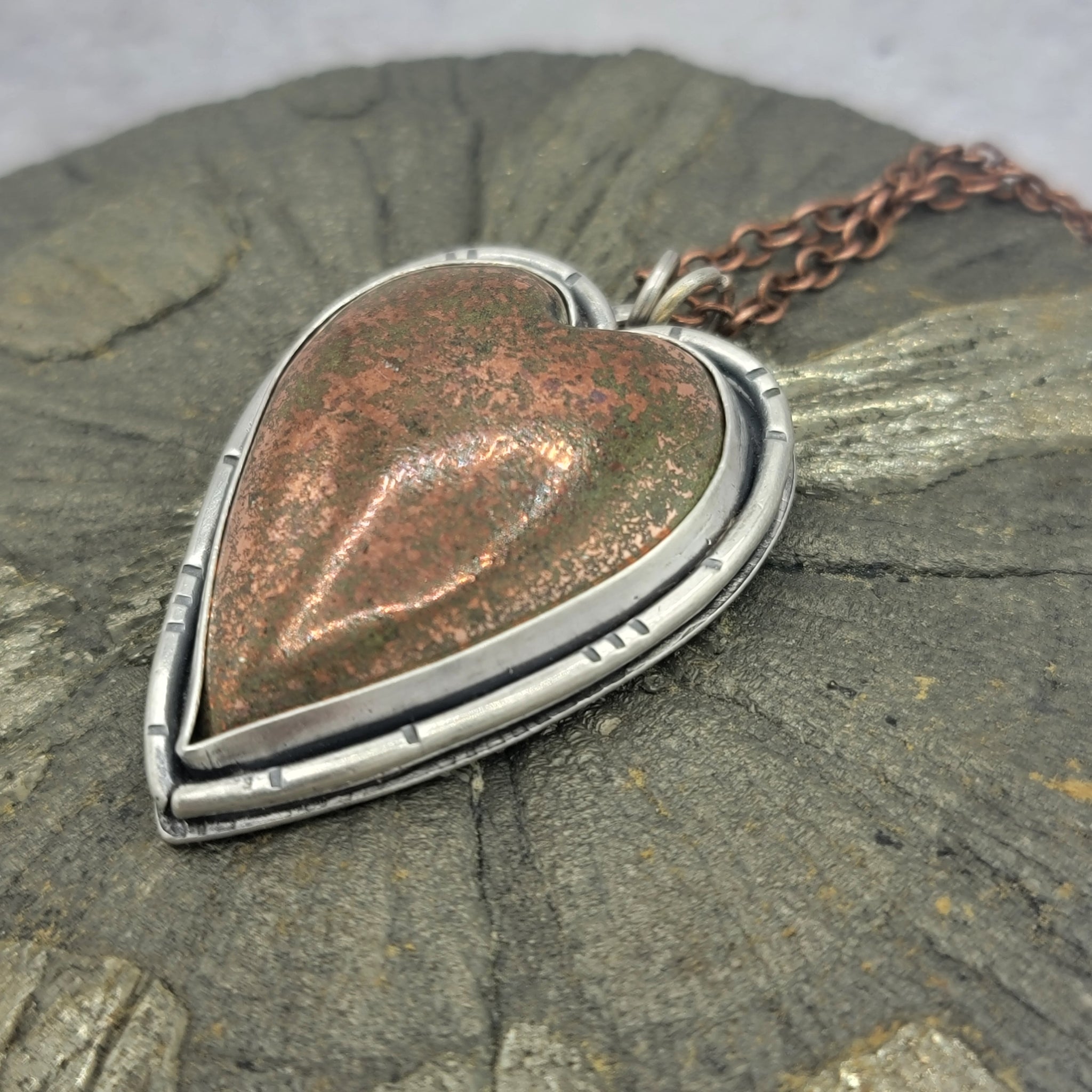 Native Copper Heart Pendant in Sterling Silver