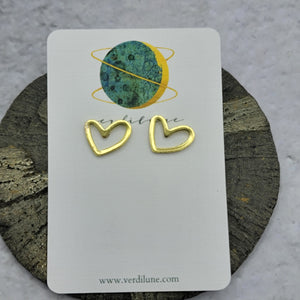 Open Heart Brass Posts - Stud Earrings