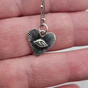 Eye in Heart Pendant in Sterling Silver