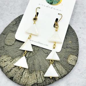 Mother of Pearl Triangle Drop Earrings