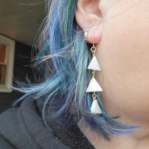 Mother of Pearl Triangle Drop Earrings