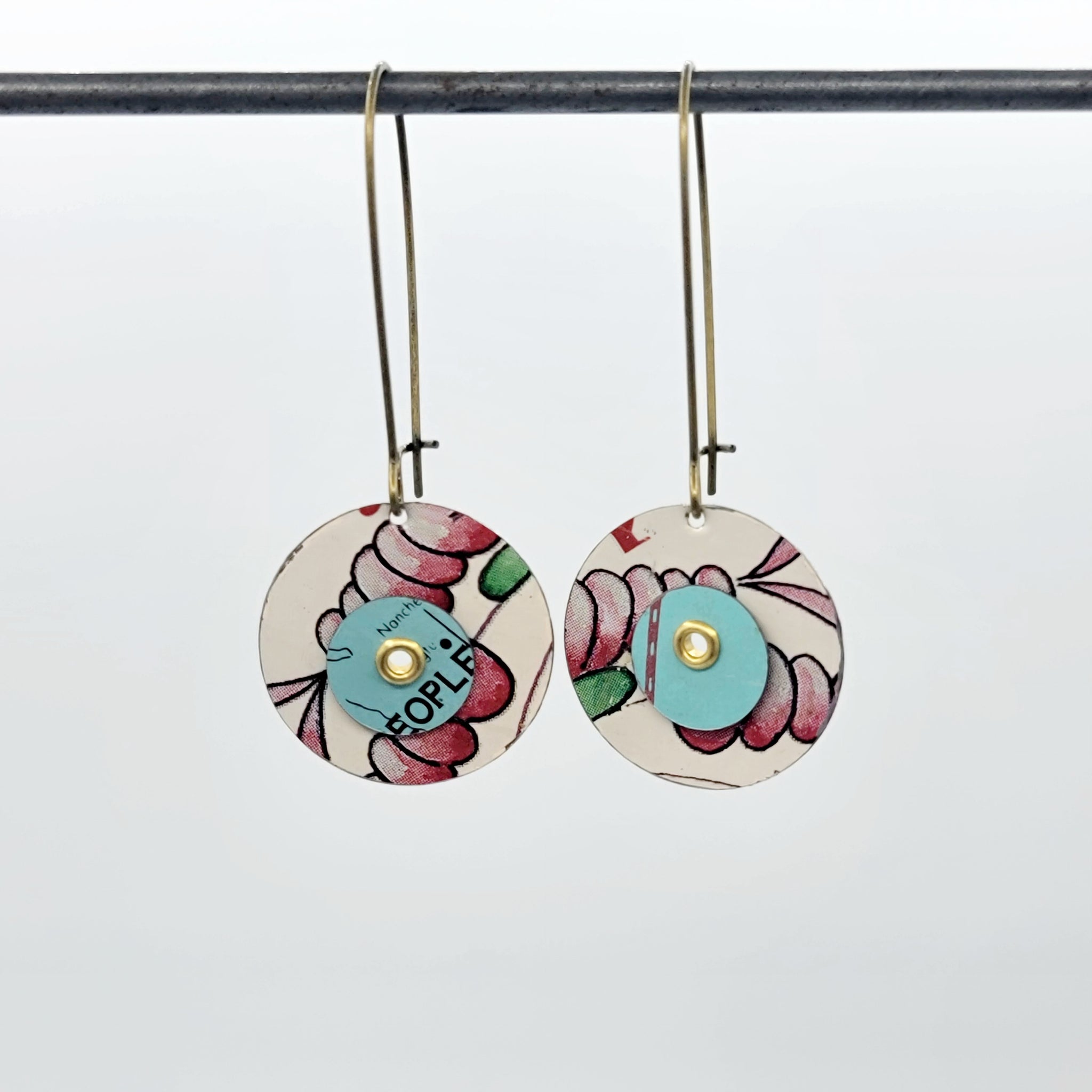 Kinetic Circles Collection - Repurposed Vintage Tin Earrings