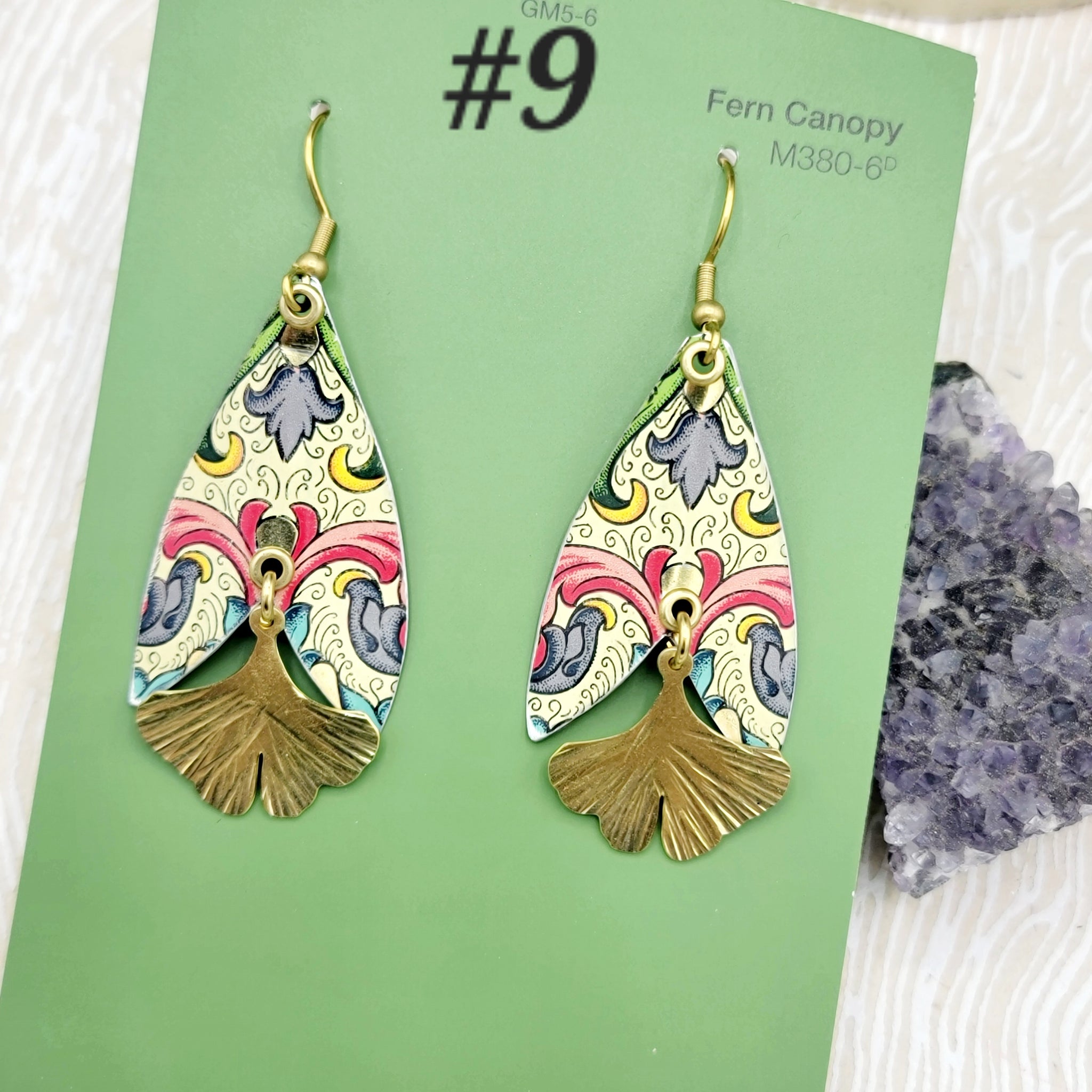 Ginkgo Collection - Repurposed Vintage Tin Earrings