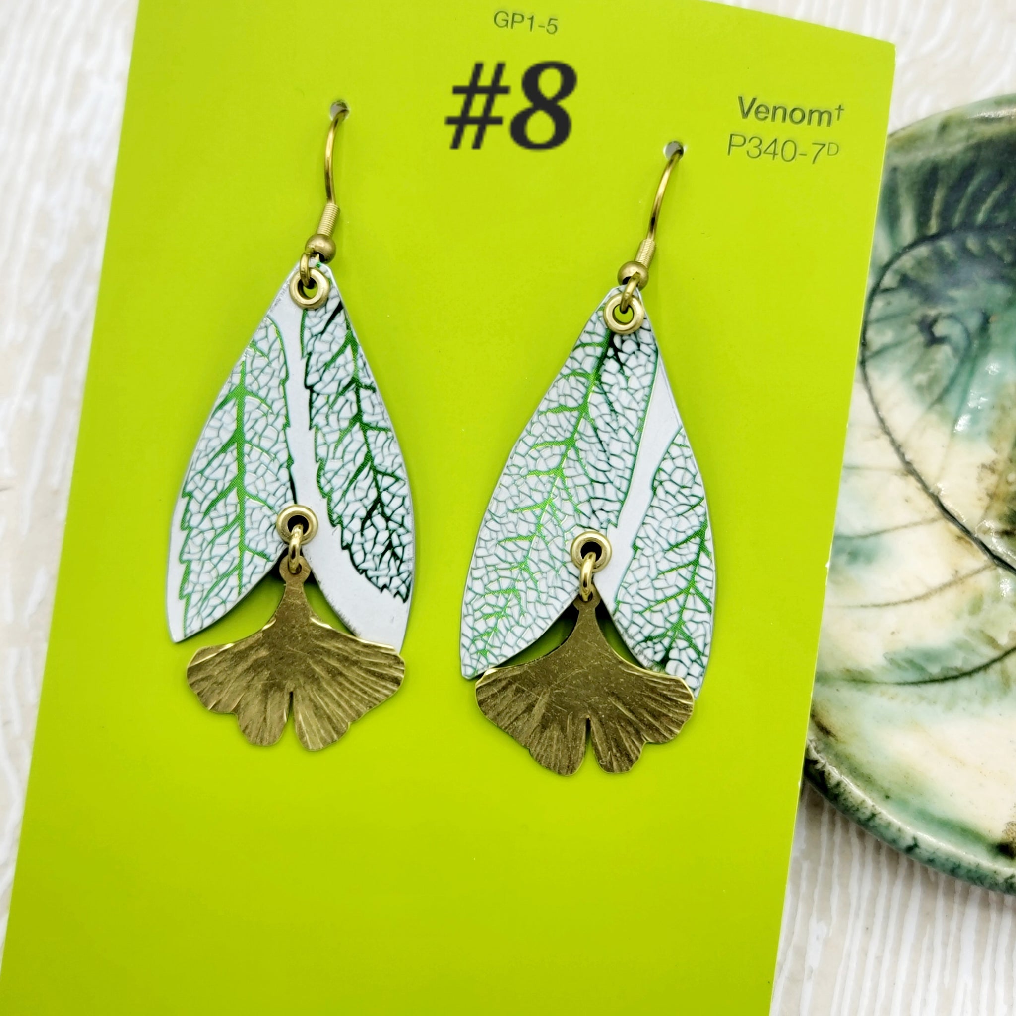 Ginkgo Collection - Repurposed Vintage Tin Earrings