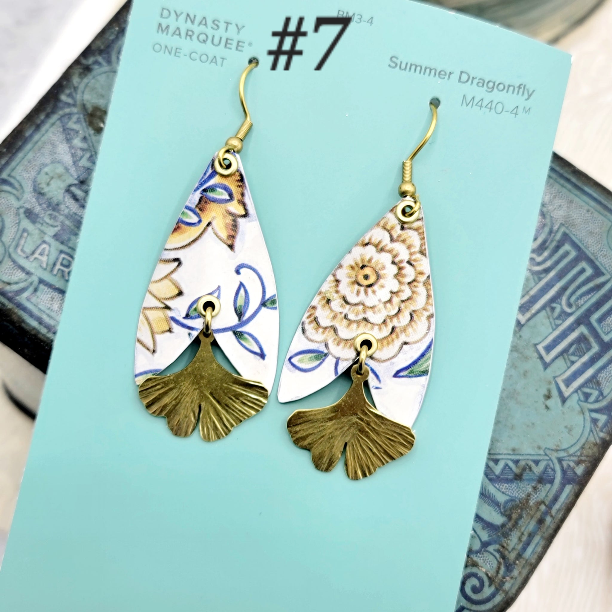 Ginkgo Collection - Repurposed Vintage Tin Earrings