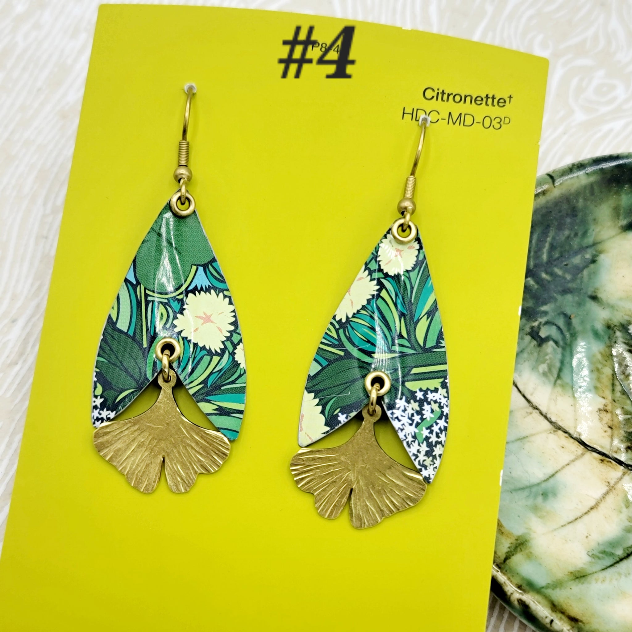 Ginkgo Collection - Repurposed Vintage Tin Earrings