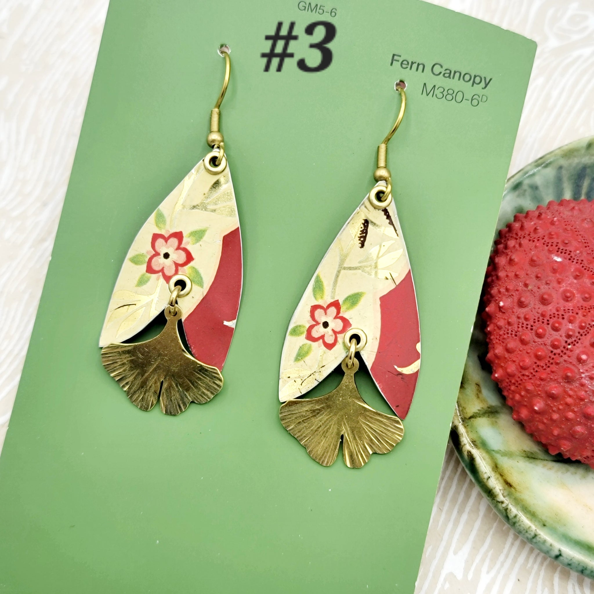 Ginkgo Collection - Repurposed Vintage Tin Earrings