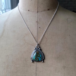 Trillion Cut Hubei Turquoise Pendant in Sterling Silver