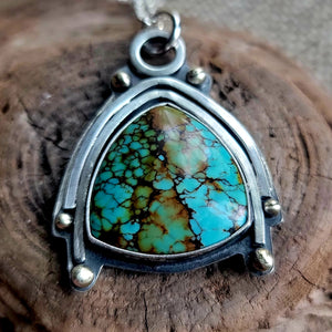 Trillion Cut Hubei Turquoise Pendant in Sterling Silver