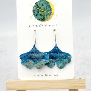 Sultry Summer Ginkgo Leaf Brass Earrings