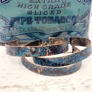 Distressed Ocean Blue Patina Medium Brass Cuff Bracelets