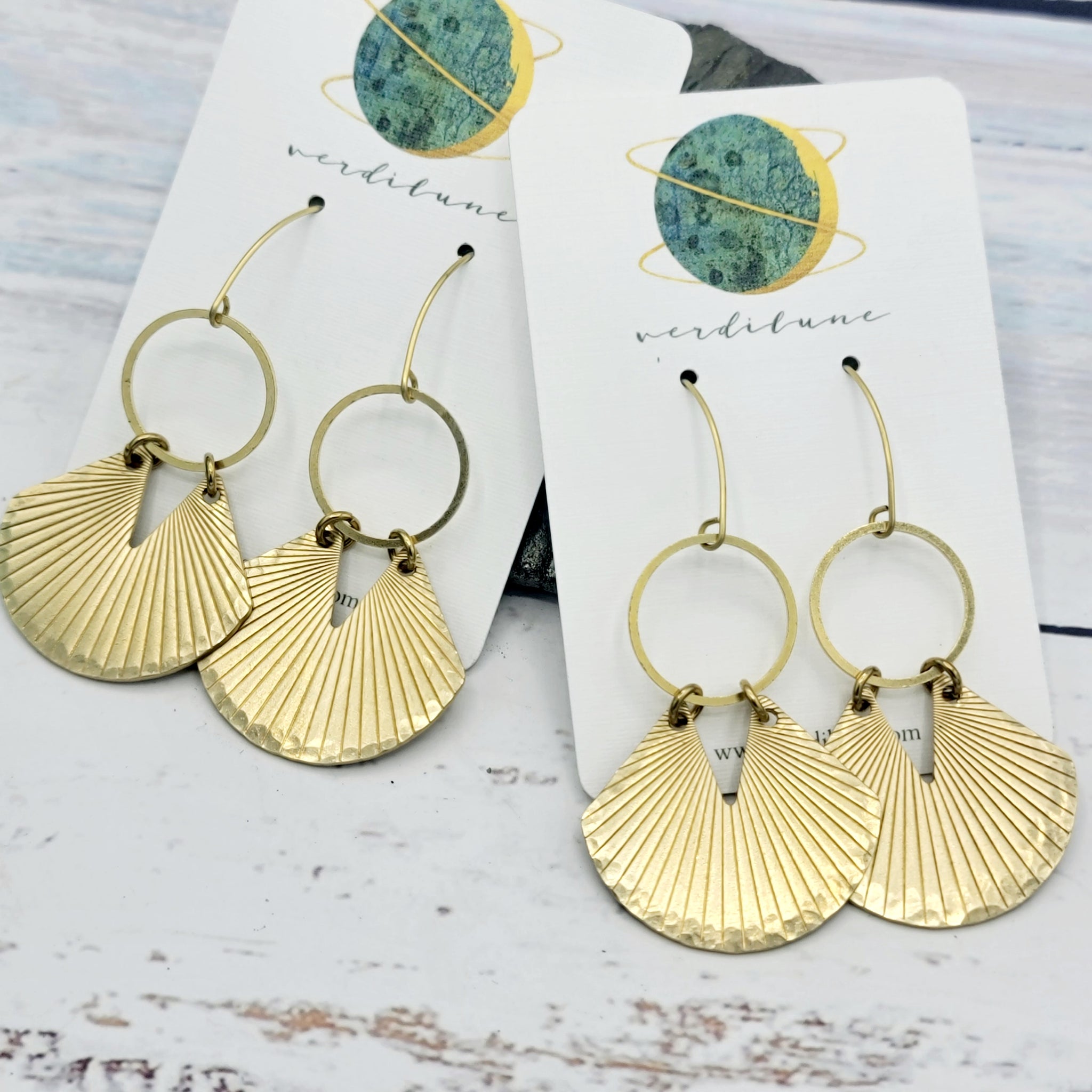 OXOX Ridged Brass Earrings
