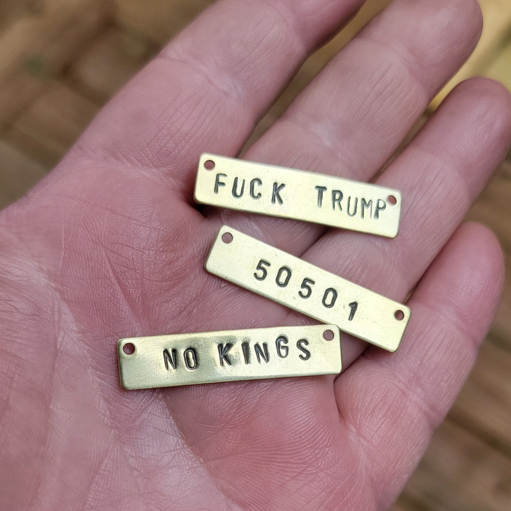 50501 Handstamped Brass Bar Necklace