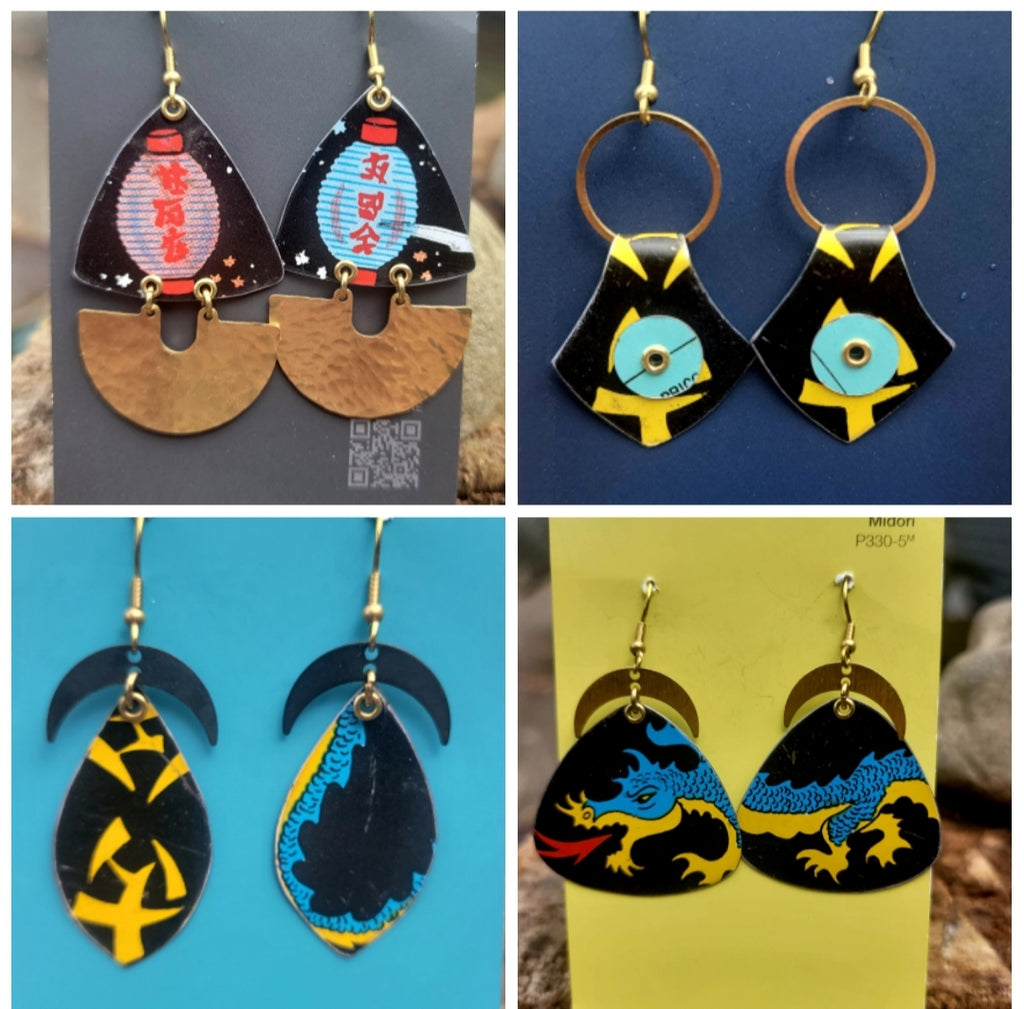 Chinatown Collection - Repurposed Vintage Tin Earrings