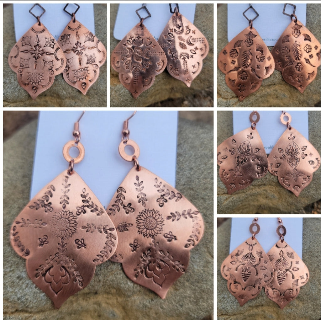 Moroccan Mandala Earrings in Copper