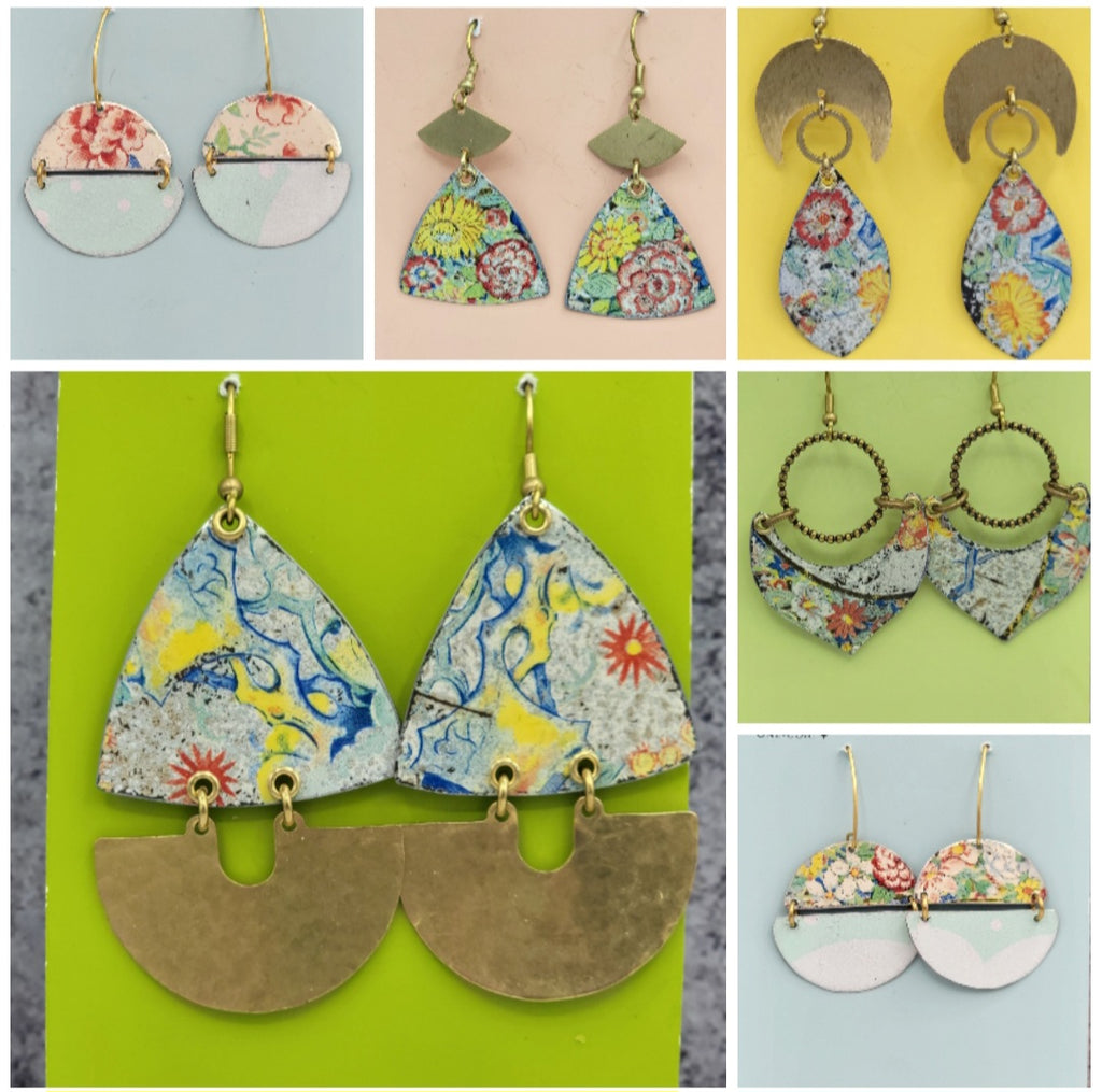 Cottage Core Collection - Repurposed Vintage Tin Earrings