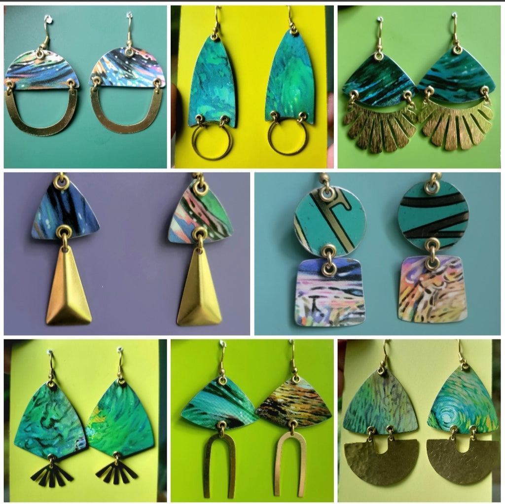Watercolors Collection - Repurposed Vintage Tin Earrings
