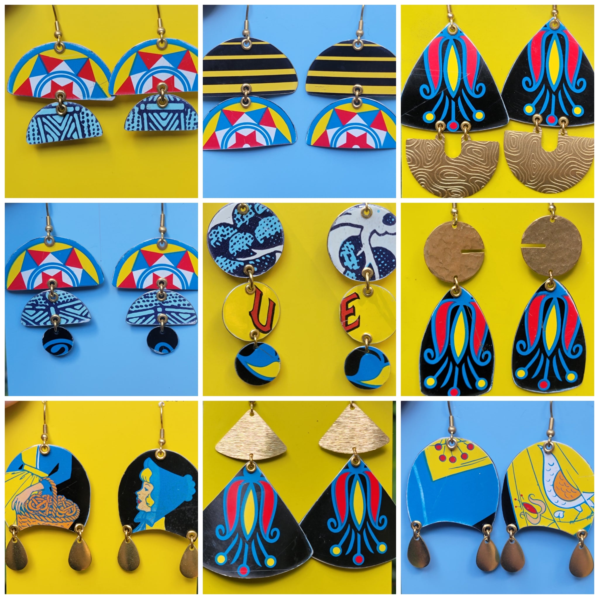 Pennsylvania Dutch Pretzel Collection - Repurposed Tin Earrings