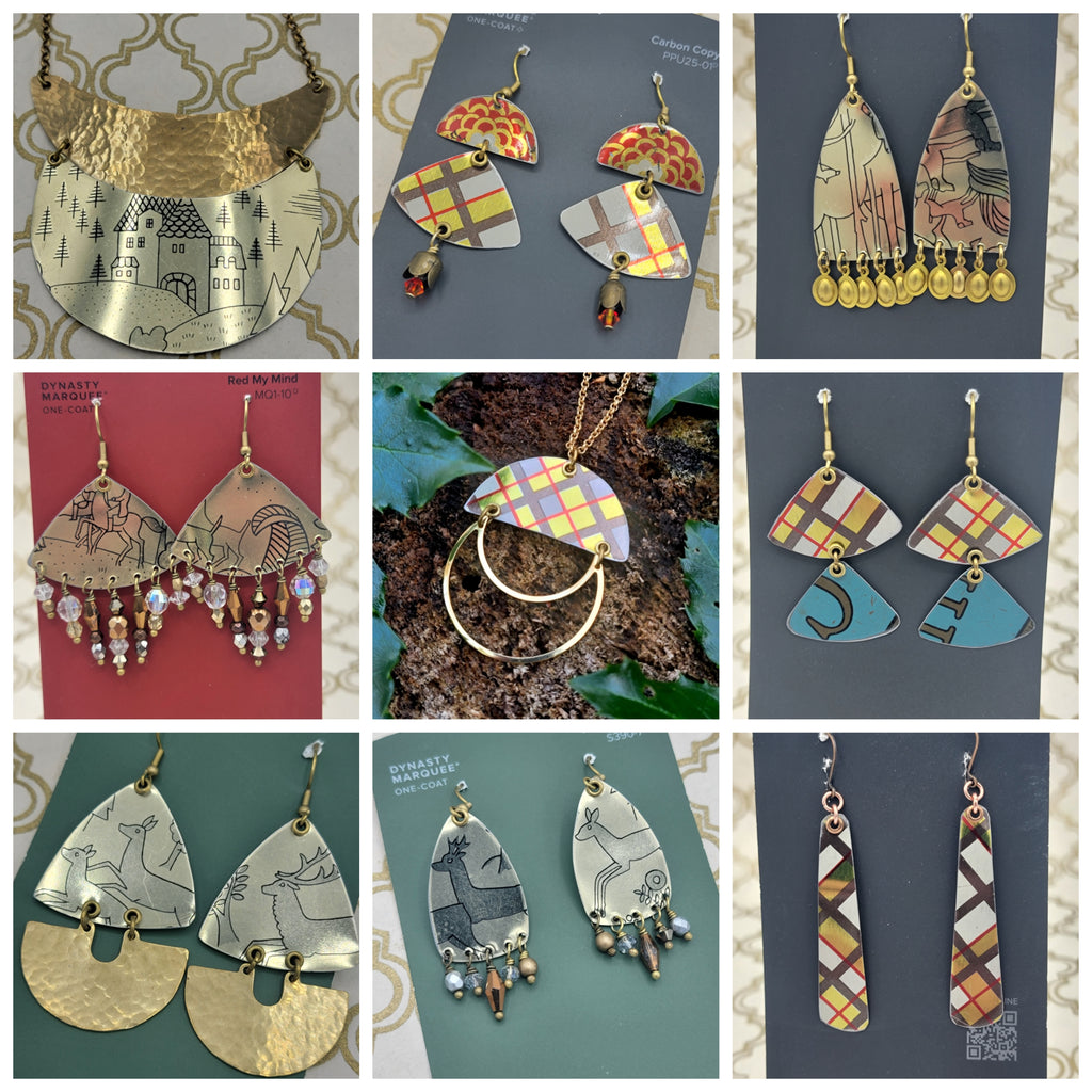 Holiday Sparkle Collection - Repurposed Vintage Tin Earrings & Necklaces