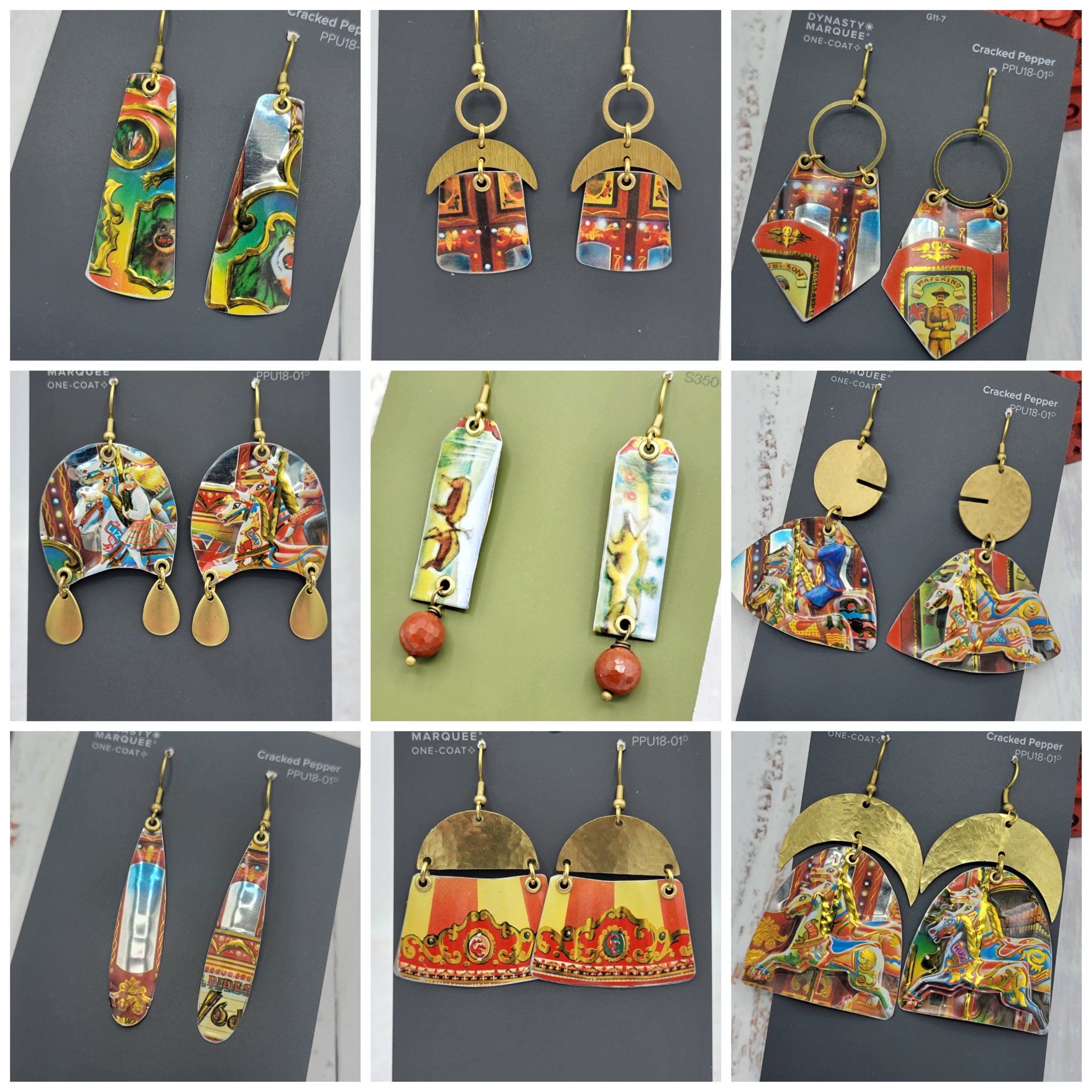 Carousel Collection - Repurposed Vintage Tin Earrings