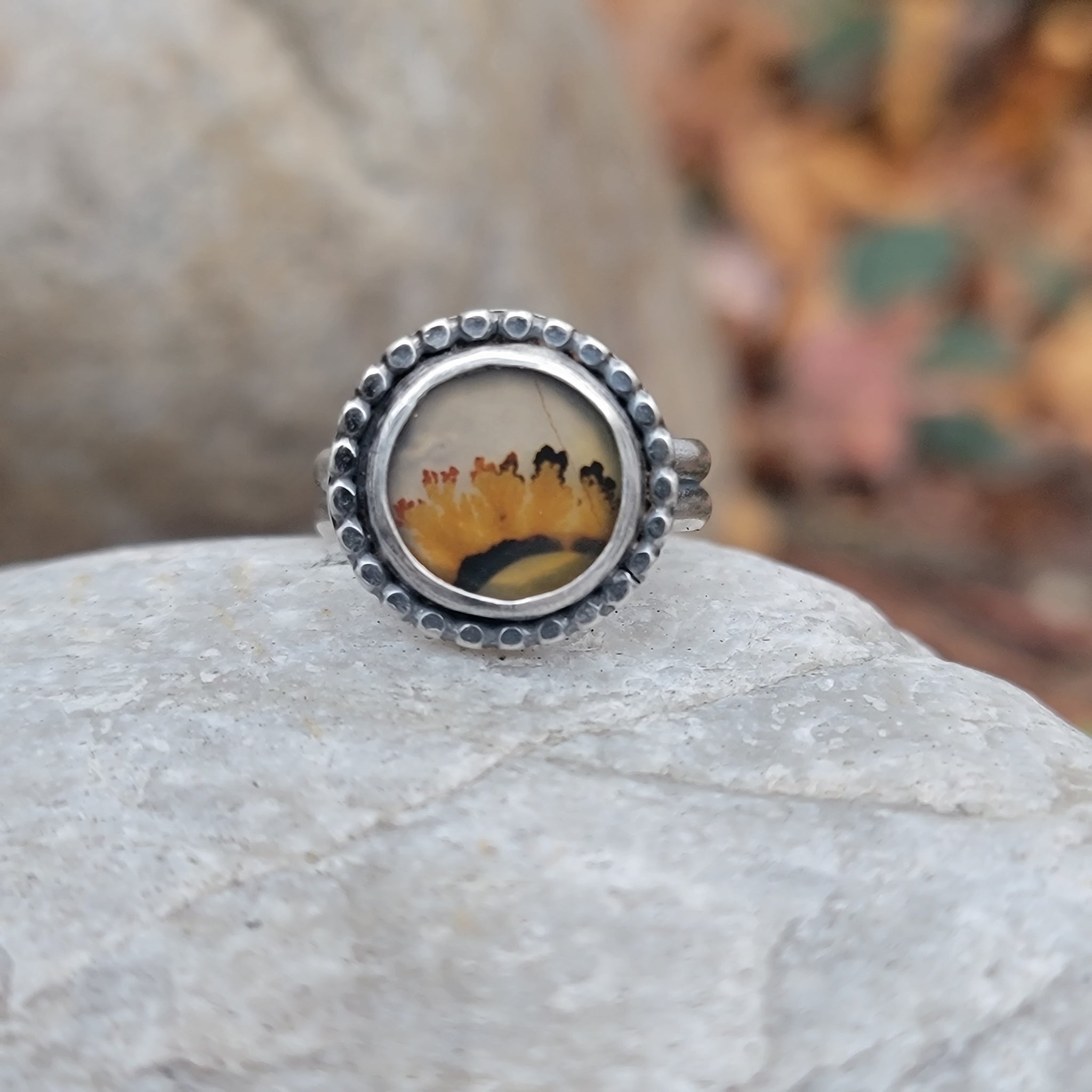 Dendritic Agate Gemstone Ring Collection in Sterling Silver