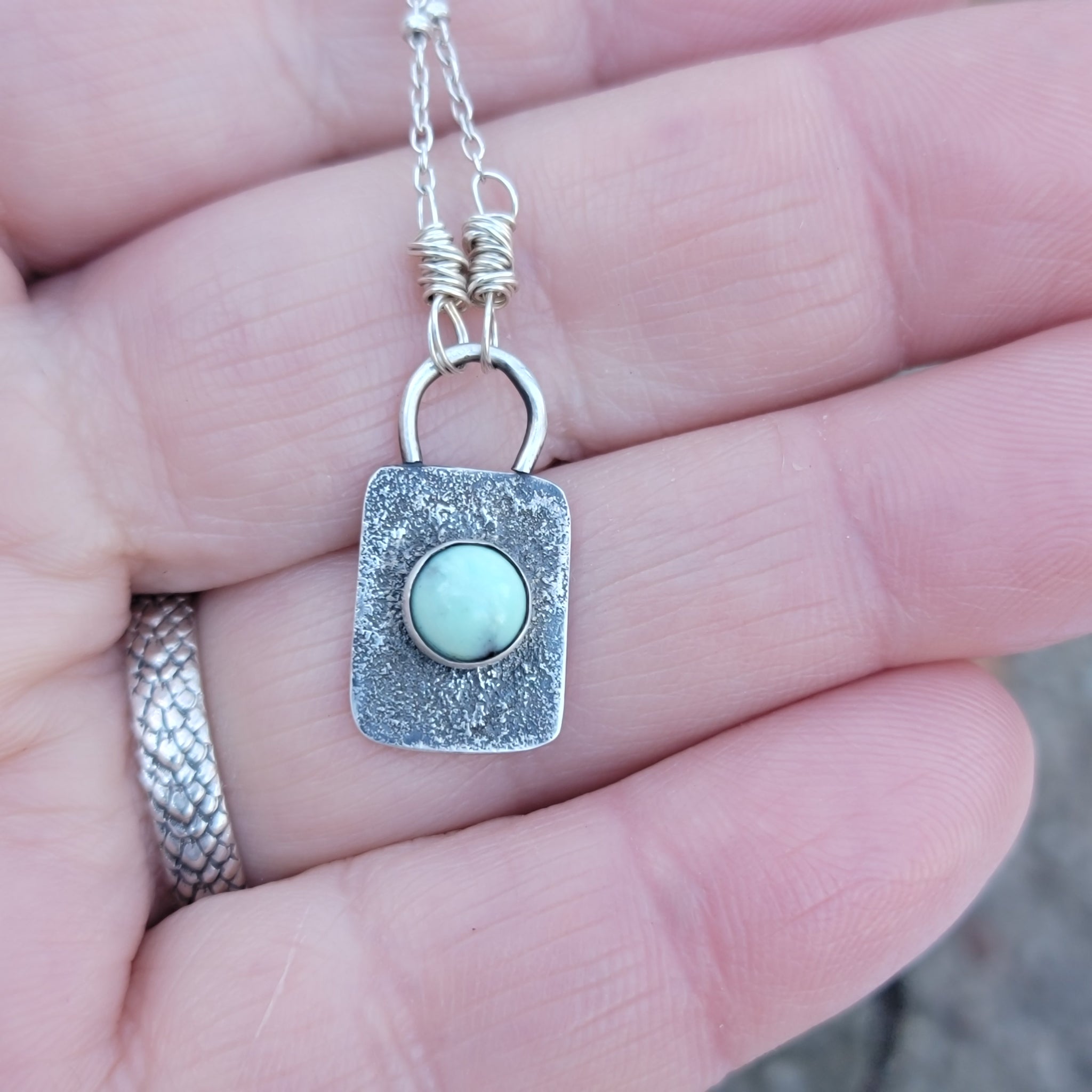 Tiny Turquoise Tag Necklace in Sterling Silver