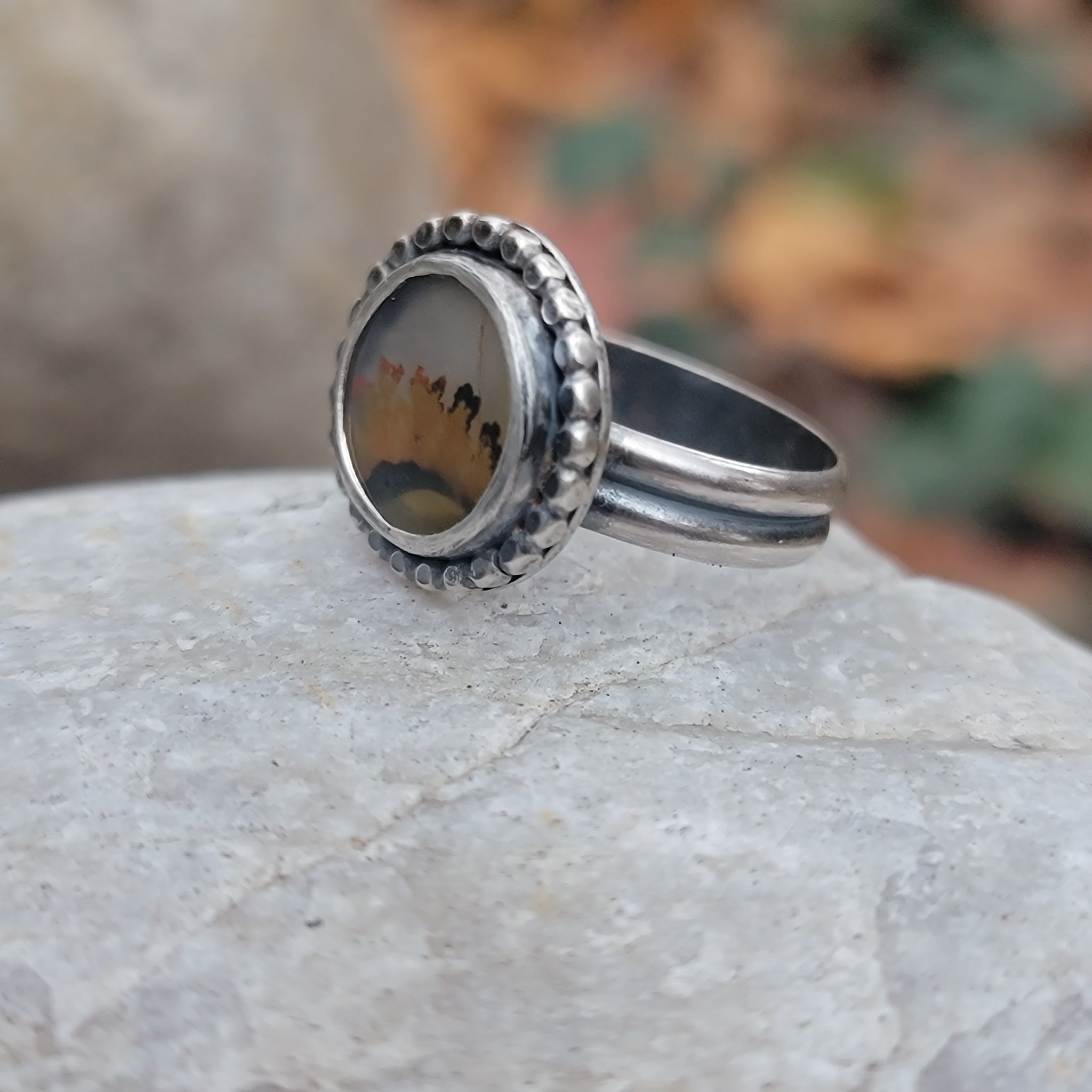 Dendritic Agate Gemstone Ring Collection in Sterling Silver