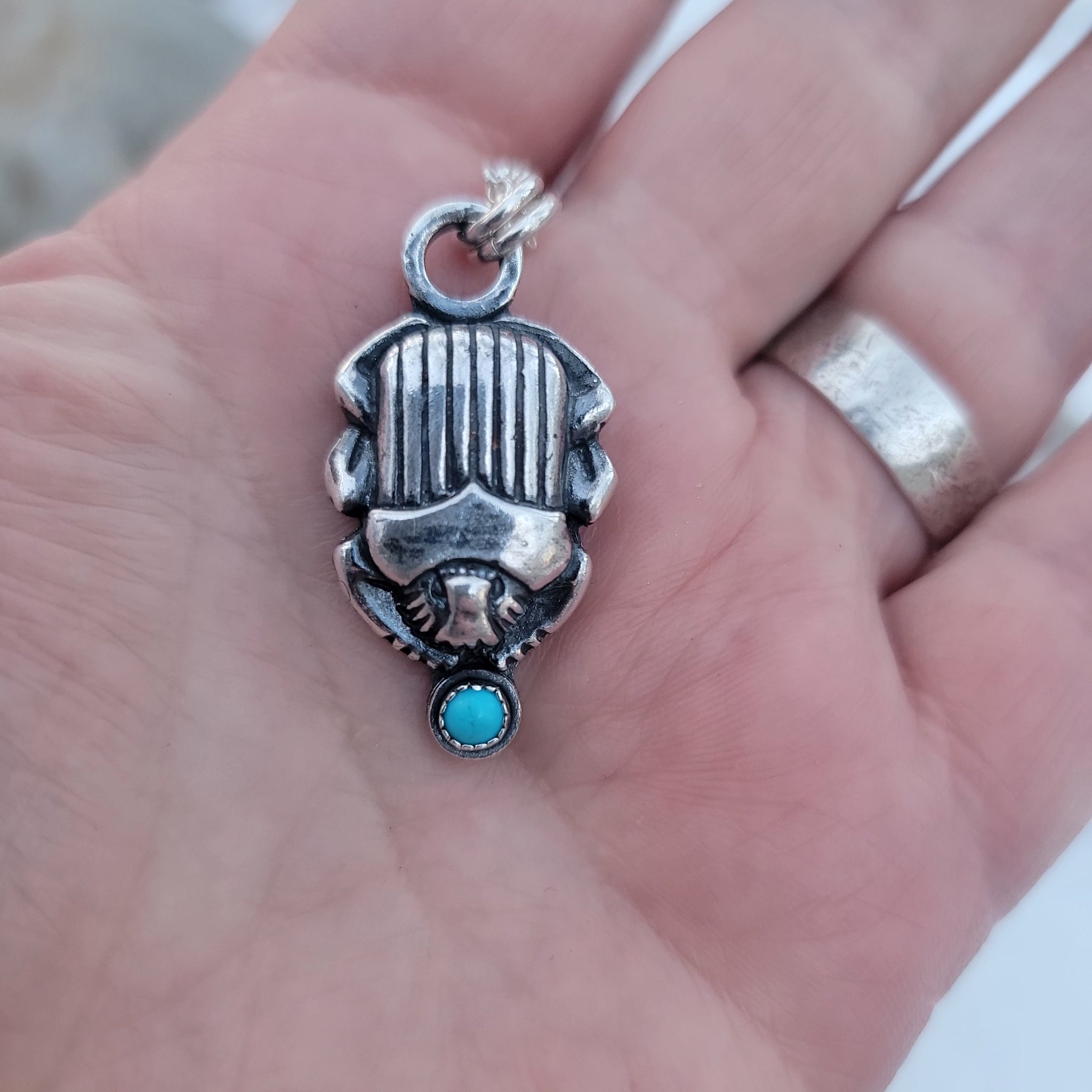 Scarab Beetle Pendants in Sterling Silver