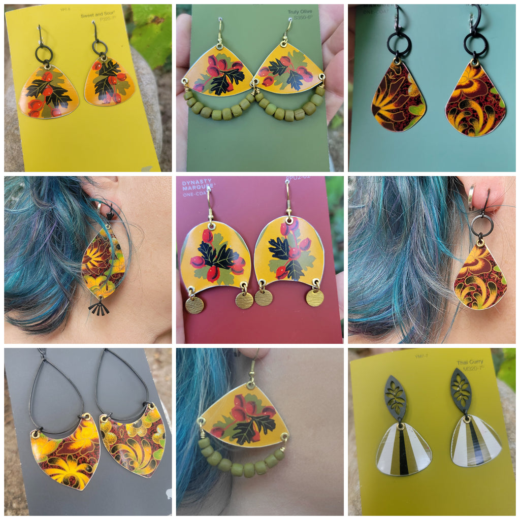 Goldenrod Harvest Collection - Repurposed Vintage Tin Earrings