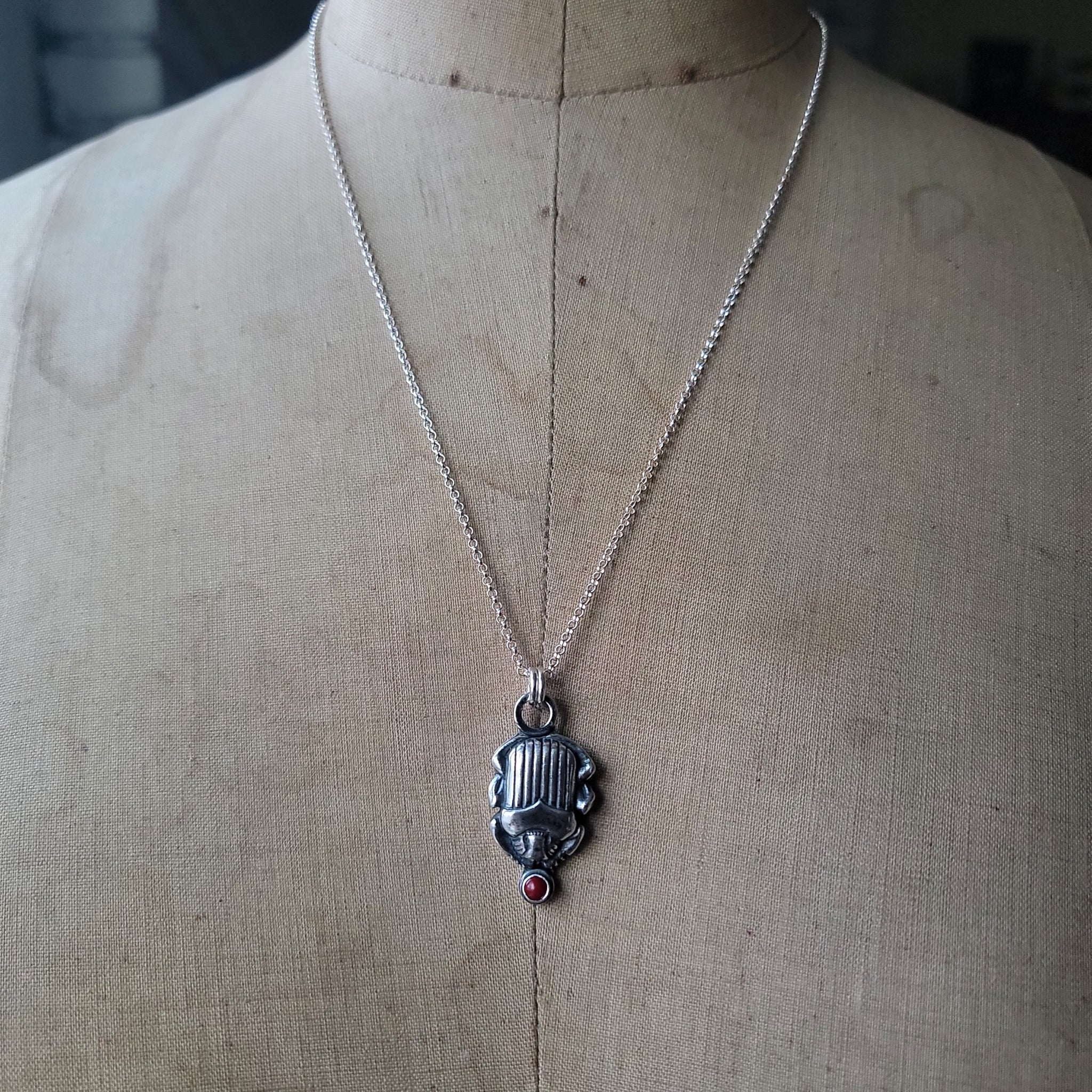 Scarab Beetle Pendants in Sterling Silver