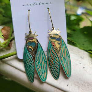 Patina Cicada Collection - Repurposed Vintage Tin Earrings