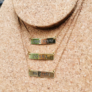 50501 Handstamped Brass Bar Necklace